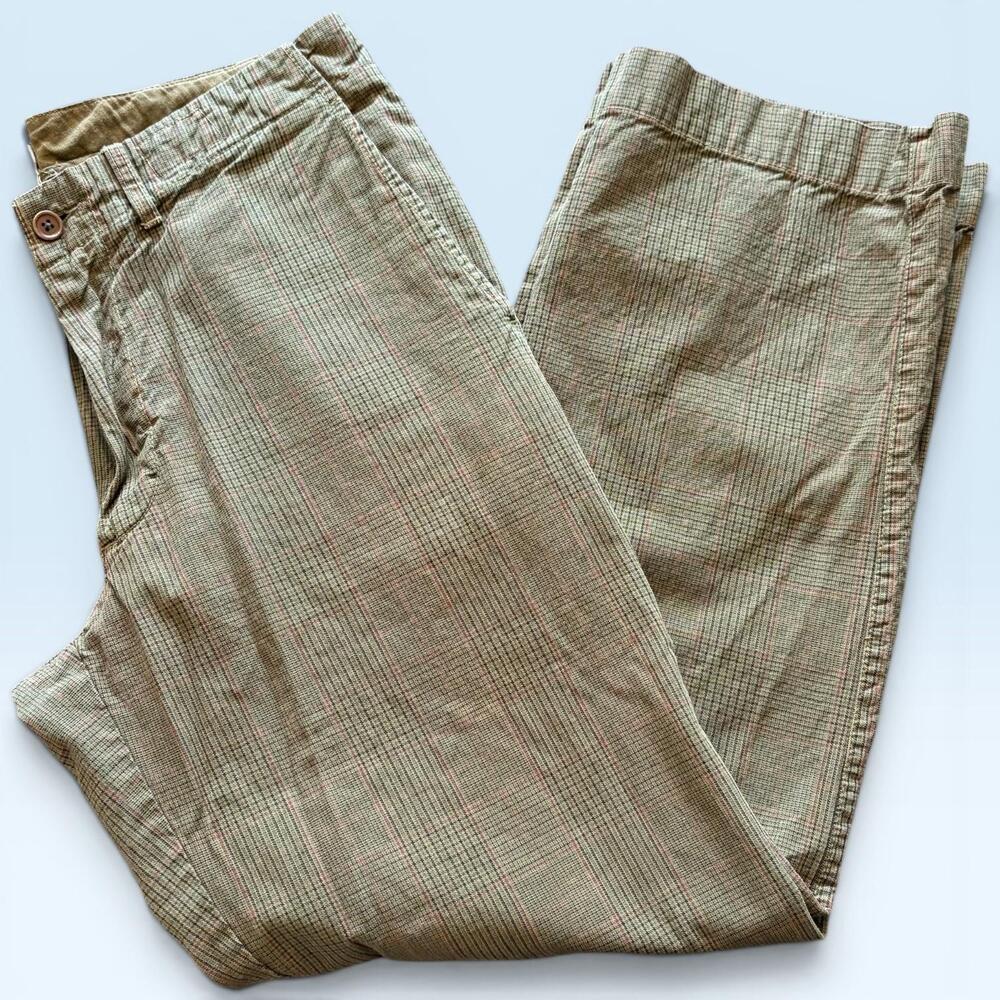 American Eagle Pants Mens 33x32 Green Plaid Relaxed Fit Straight Chino Casual